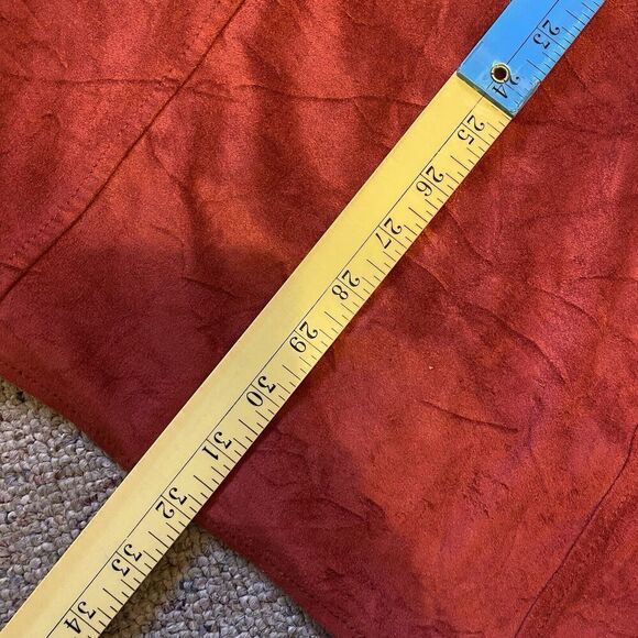 Y2K Express Red Sleeveless Faux Suede Dress Boho Fringe Detail Sz Small Western - Picture 3 of 7